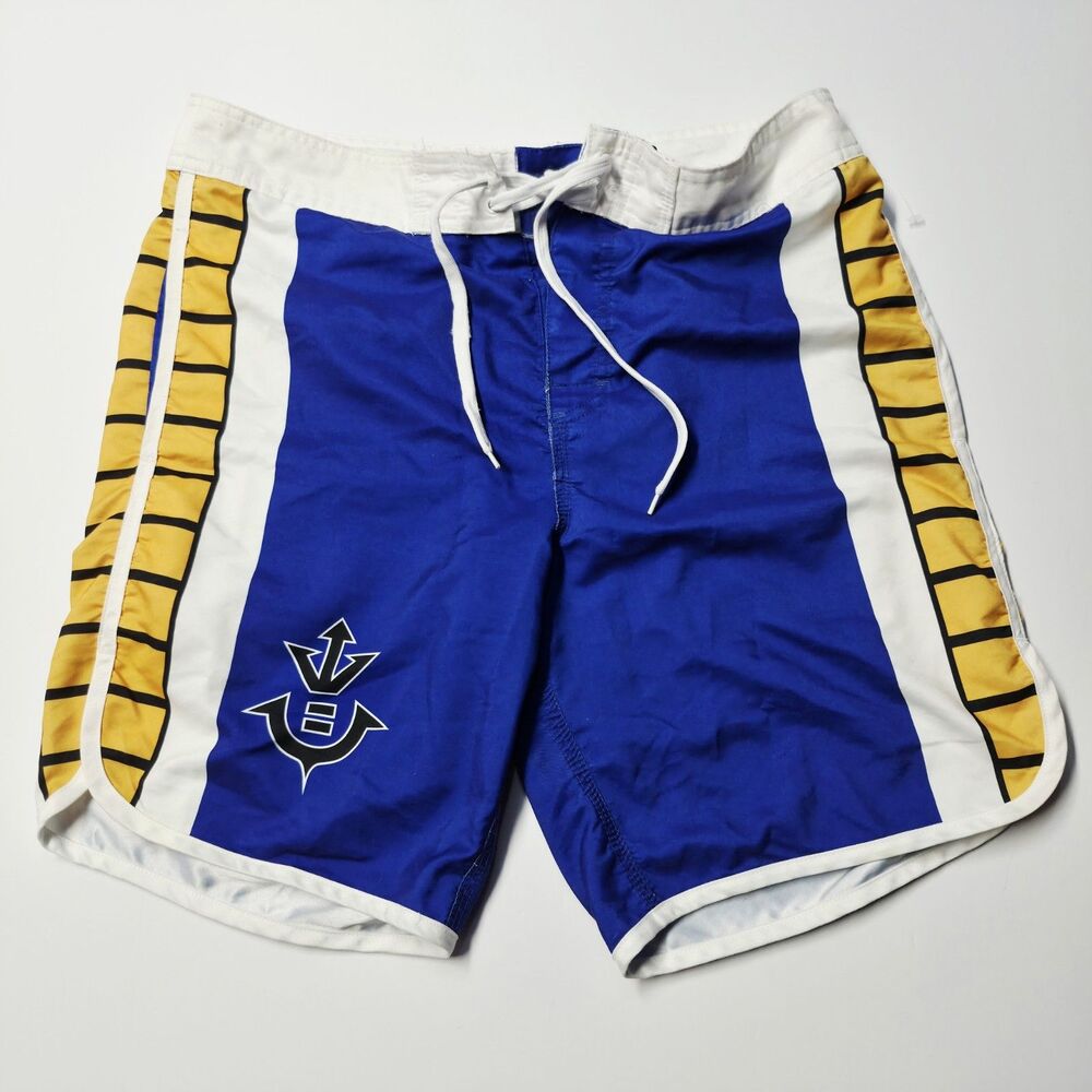 Dragon Ball Z Vegeta Armor Board Shorts Medium Blue Saiyan Cosplay Trunks Beach